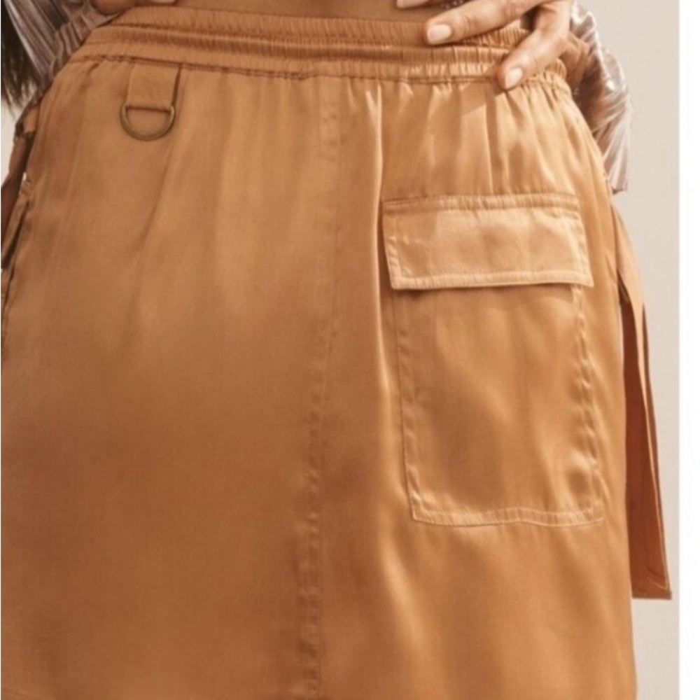Anthropologie Love The Label Gold Cargo Satin Skirt - Picture 4 of 12